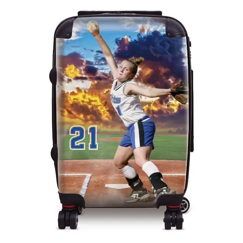 Personalized Baseball Sunset Luggage