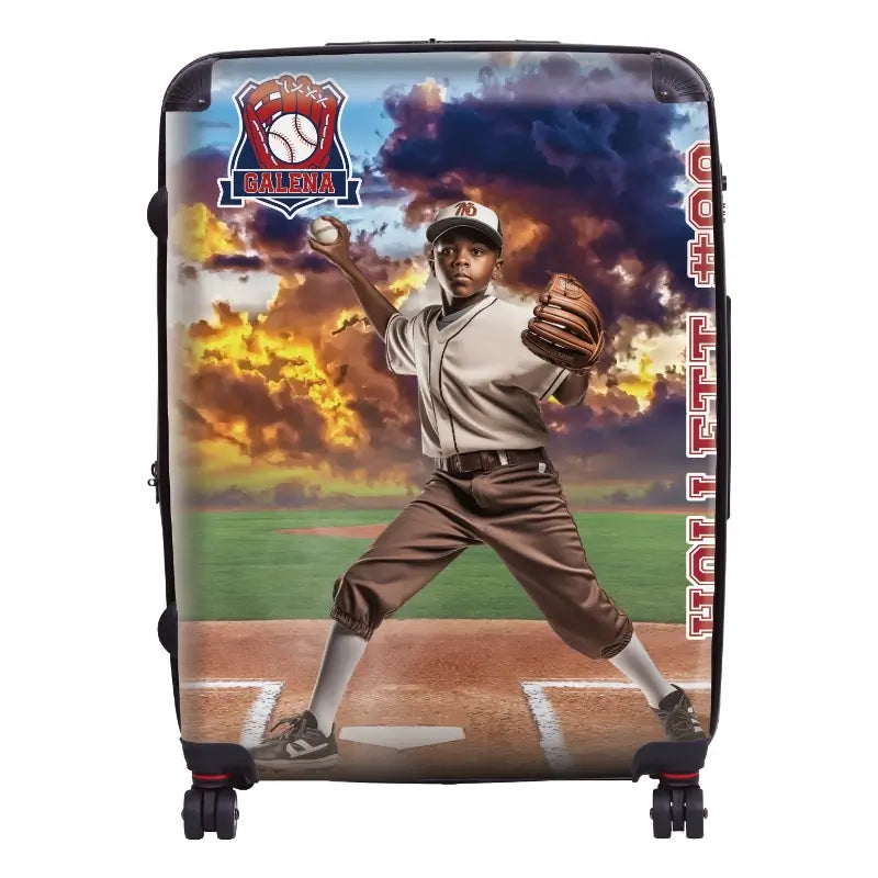 Personalized Baseball Sunset Luggage