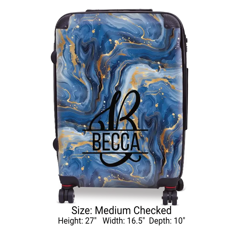 Blue Marble Monogram Luggage