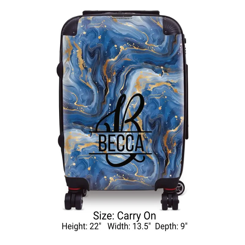 Blue Marble Monogram Luggage