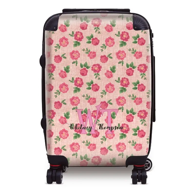 Roses on linen Personalized Name Luggage