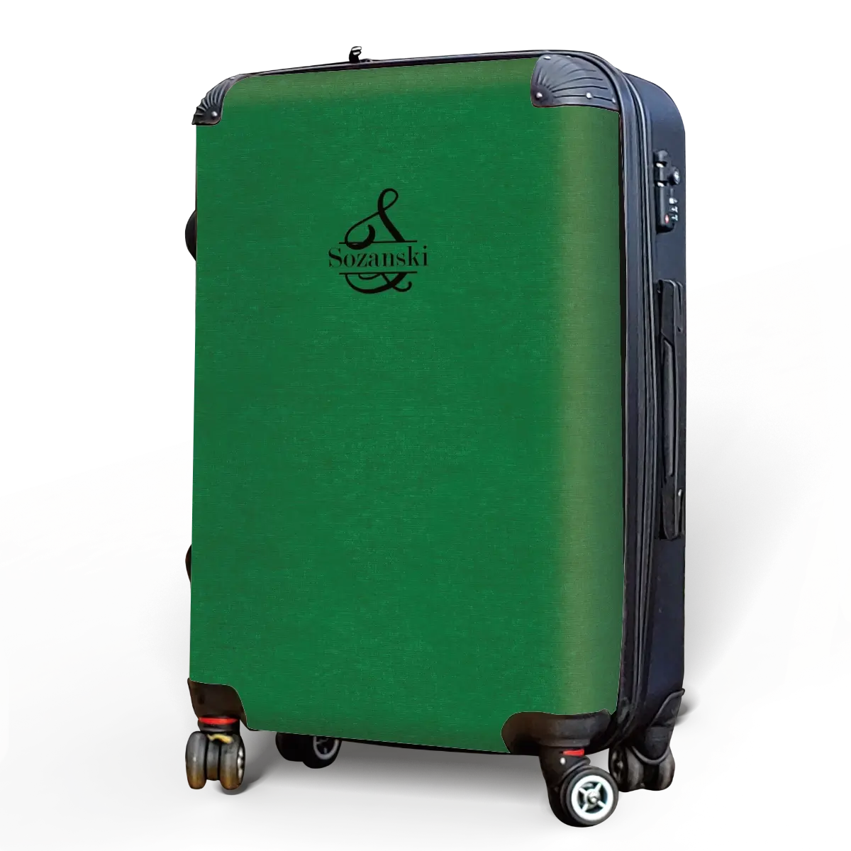 Green Linen Monogram Luggage