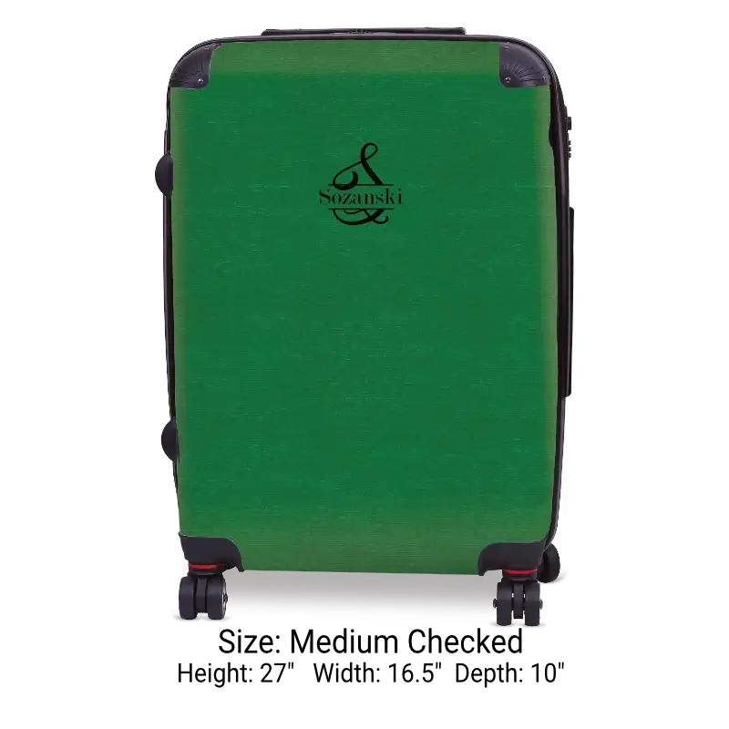 Green Linen Monogram Luggage