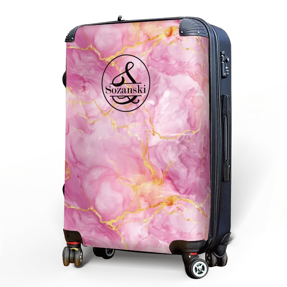 Pink Marble Monogram Luggage