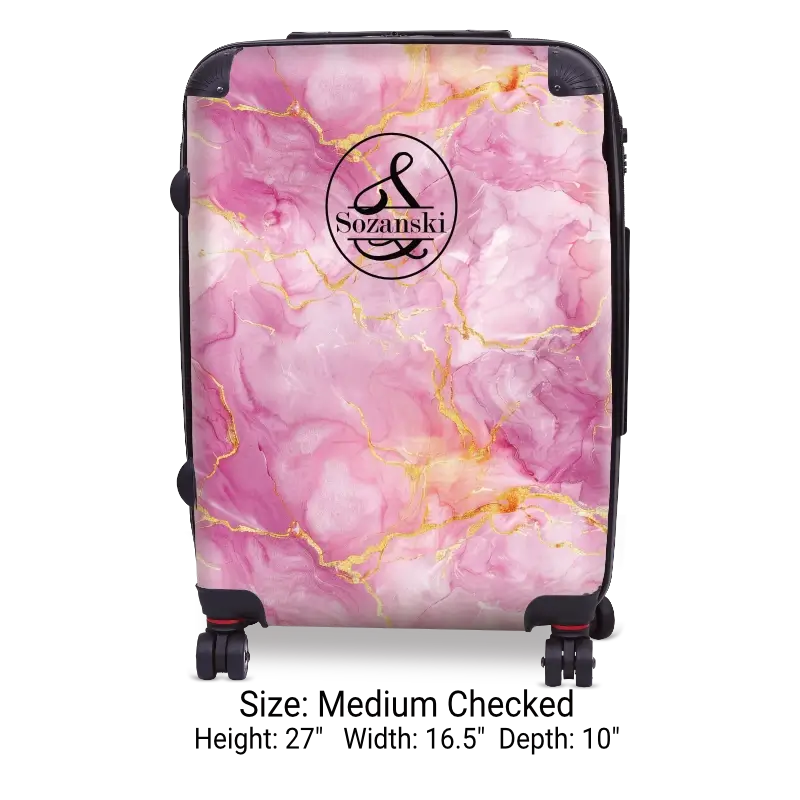 Pink Marble Monogram Luggage