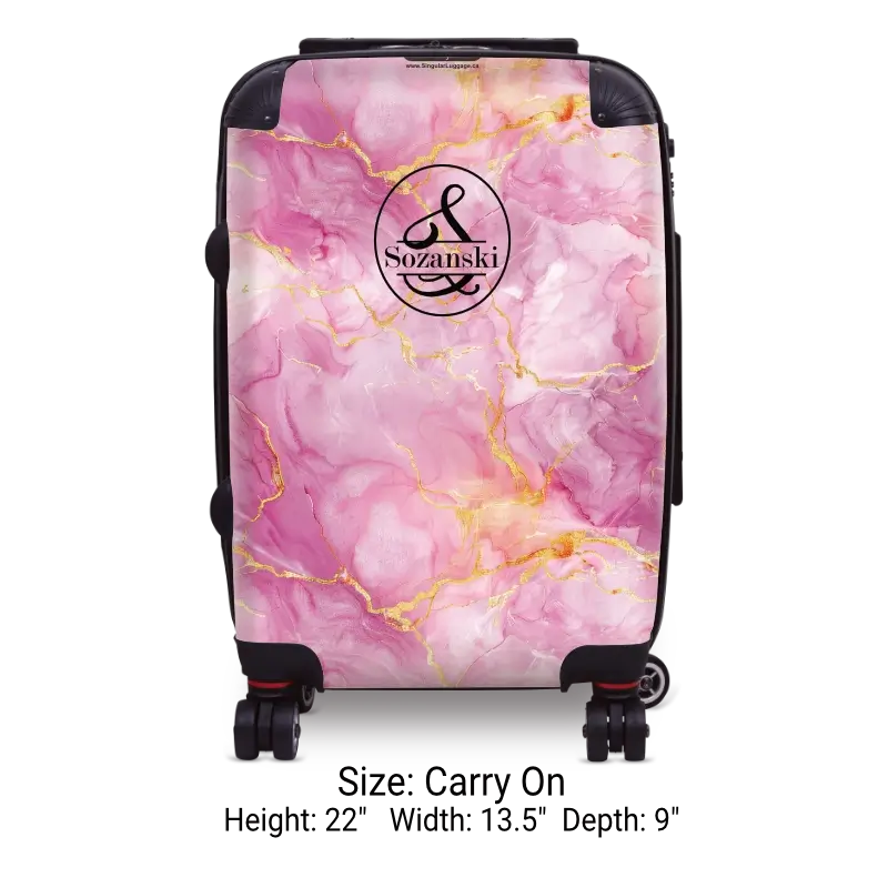 Pink Marble Monogram Luggage