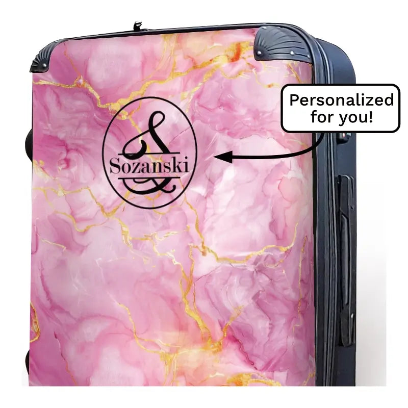 Pink Marble Monogram Luggage