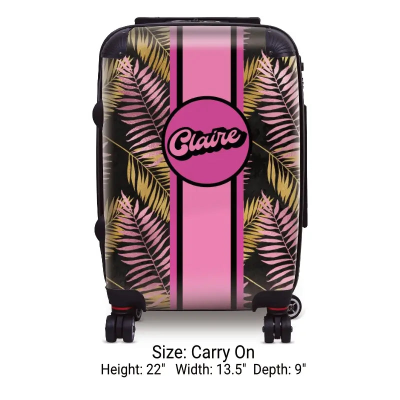 Palm Fronds on Black Name Luggage