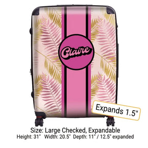 Pink and Gold Palm Fronds Name Luggage
