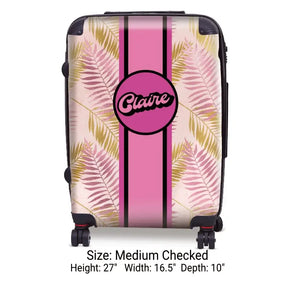 Pink and Gold Palm Fronds Name Luggage