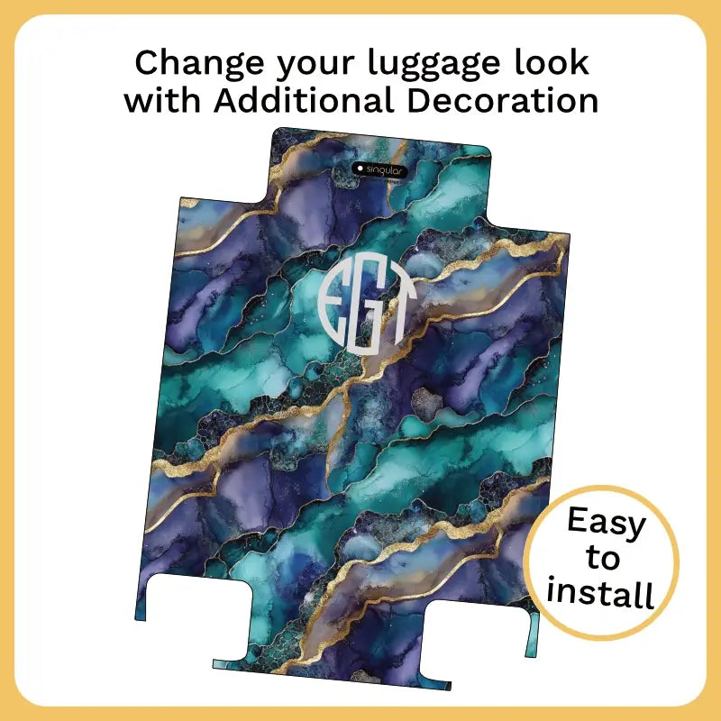 Teal and Purple Geode Monogram Luggage