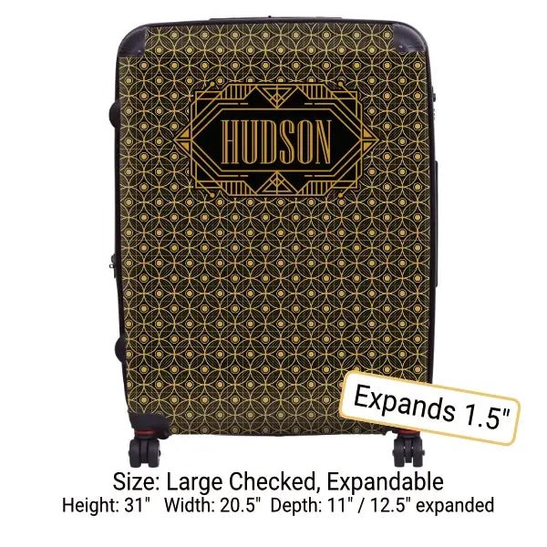 Art Deco with Framed Name (Black) - Singular Luggage