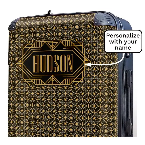 Art Deco with Framed Name (Black) - Singular Luggage