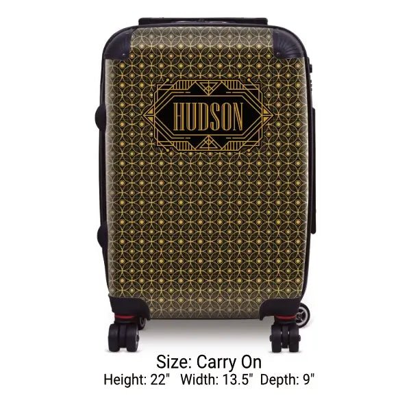 Art Deco with Framed Name (Black) - Singular Luggage