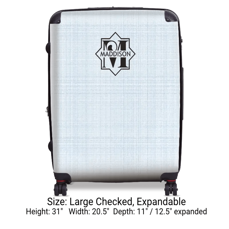 Blue Linen Monogram Luggage - Singular Luggage
