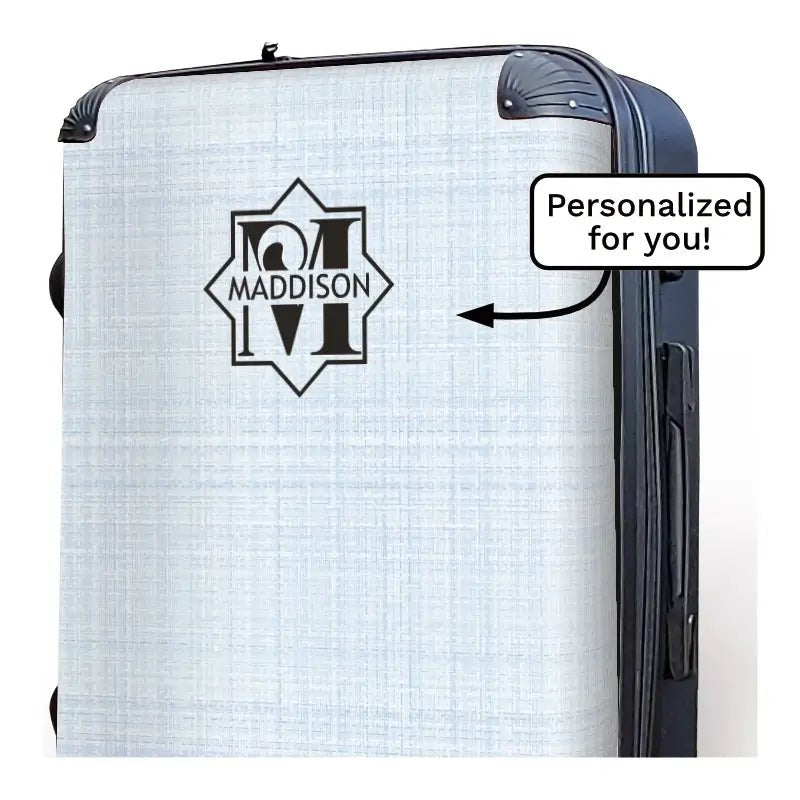 Blue Linen Monogram Luggage - Singular Luggage