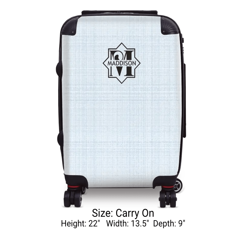 Blue Linen Monogram Luggage - Singular Luggage