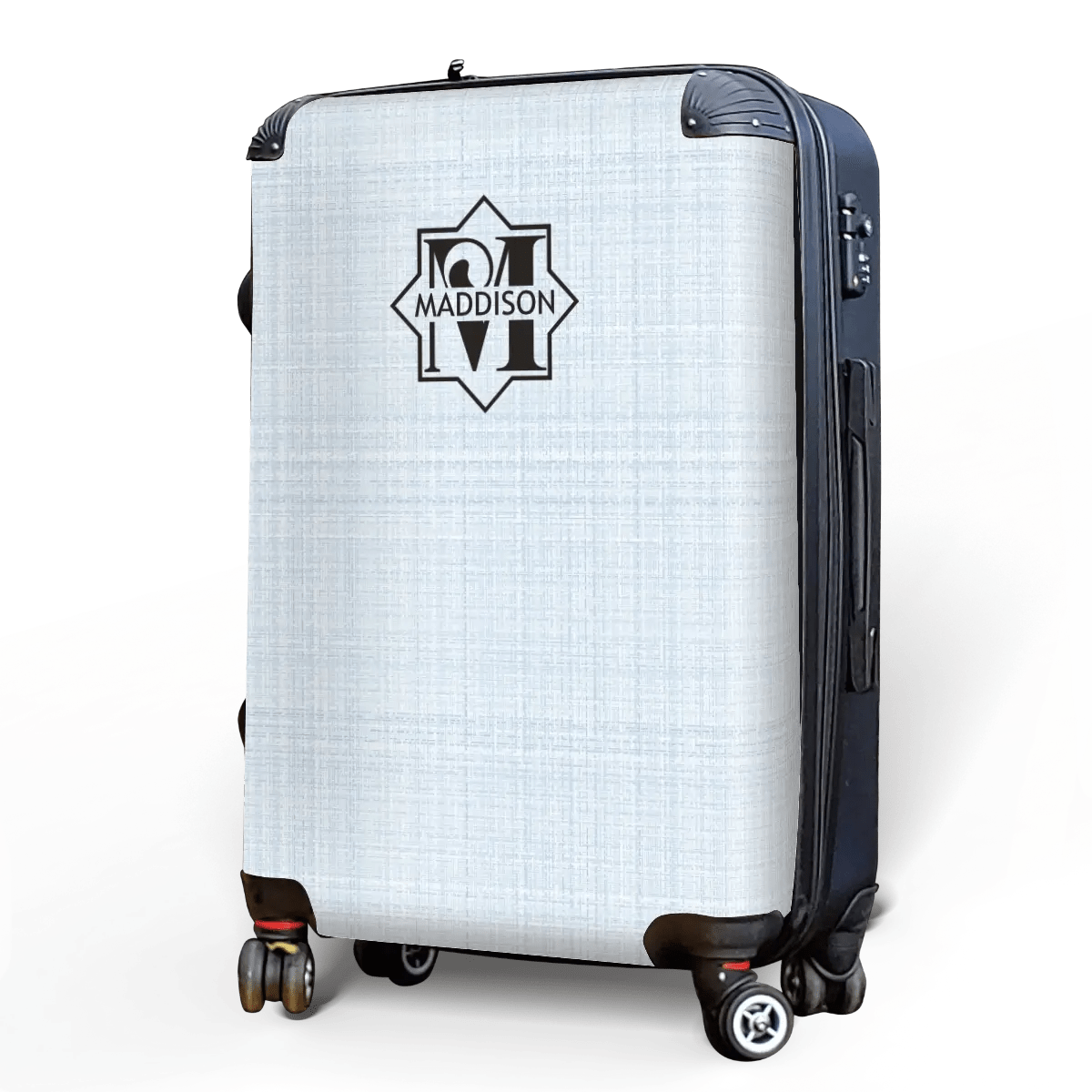 Blue Linen Monogram Luggage - Singular Luggage