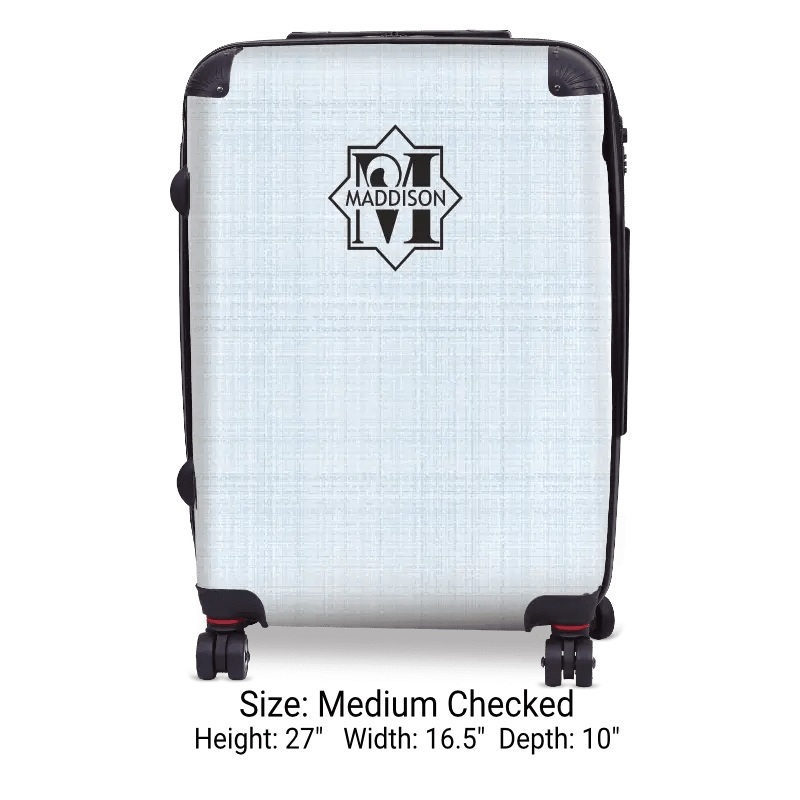 Blue Linen Monogram Luggage - Singular Luggage