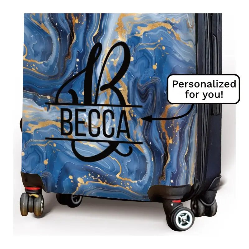 Blue Marble Monogram Luggage - Singular Luggage