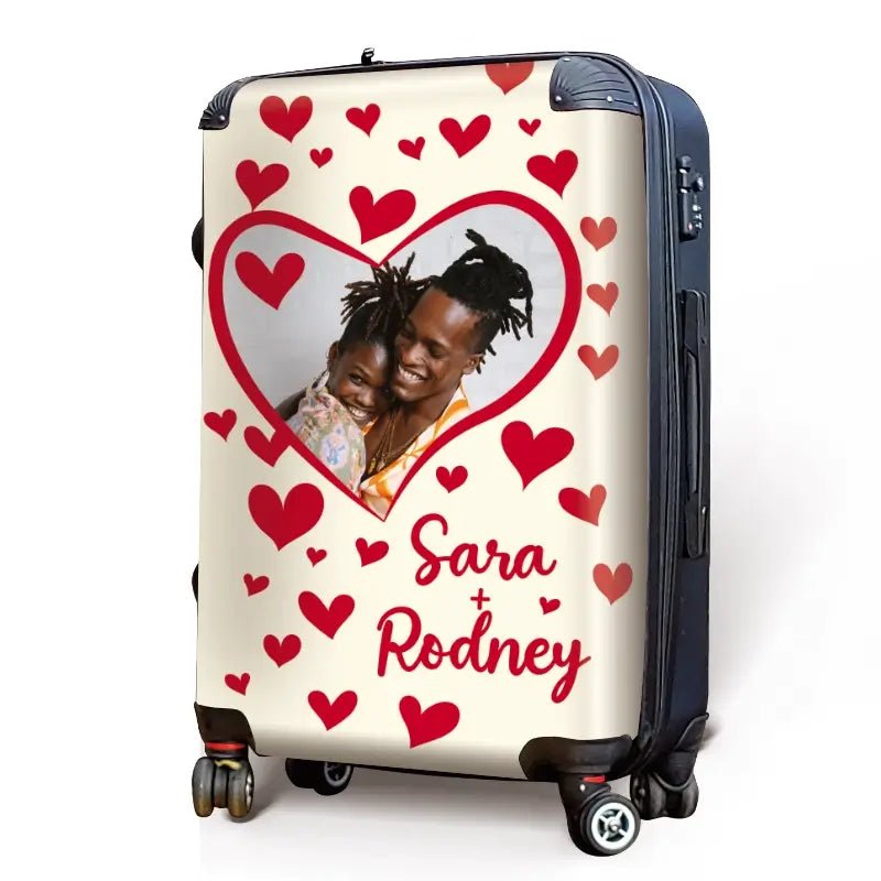 Floating Hearts Personalized Name and Photo Wedding Luggage - Singular Luggage