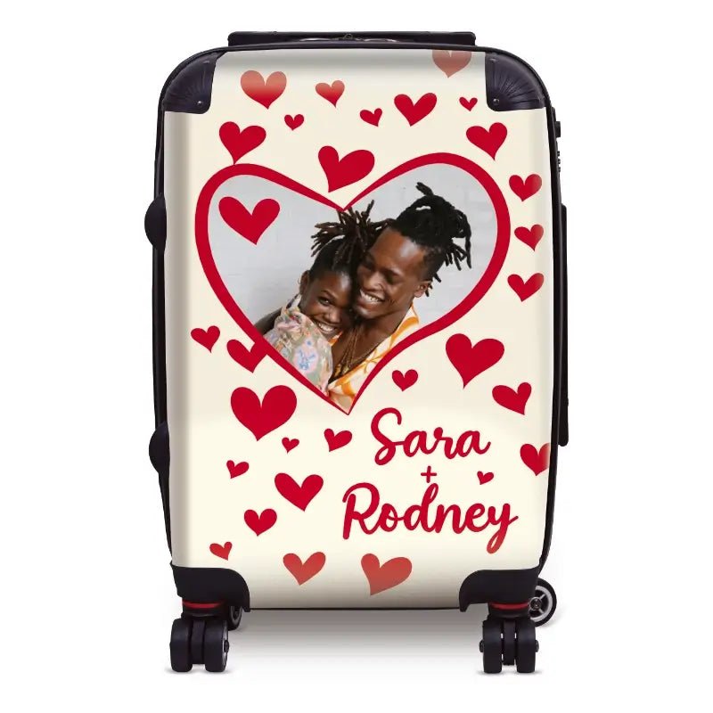 Floating Hearts Personalized Name and Photo Wedding Luggage - Singular Luggage