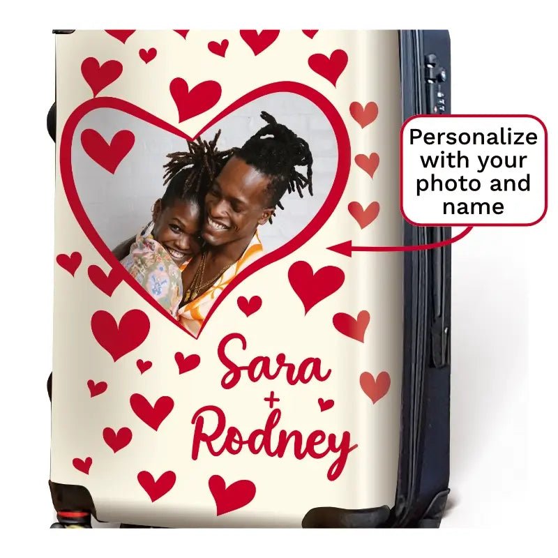 Floating Hearts Personalized Name and Photo Wedding Luggage - Singular Luggage