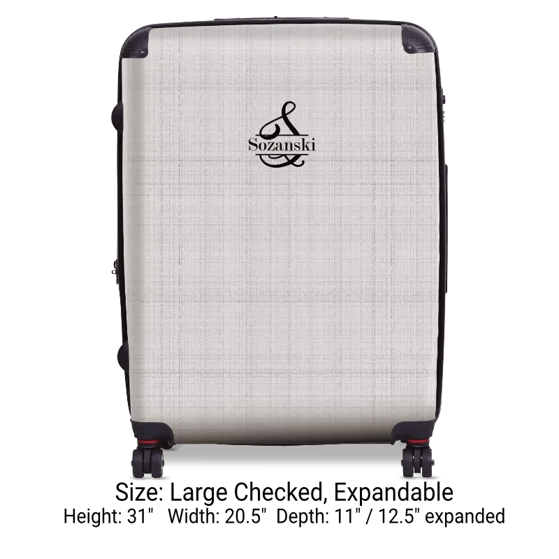 Gray Linen Monogram Luggage - Singular Luggage