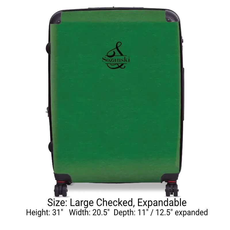 Green Linen Monogram Luggage - Singular Luggage