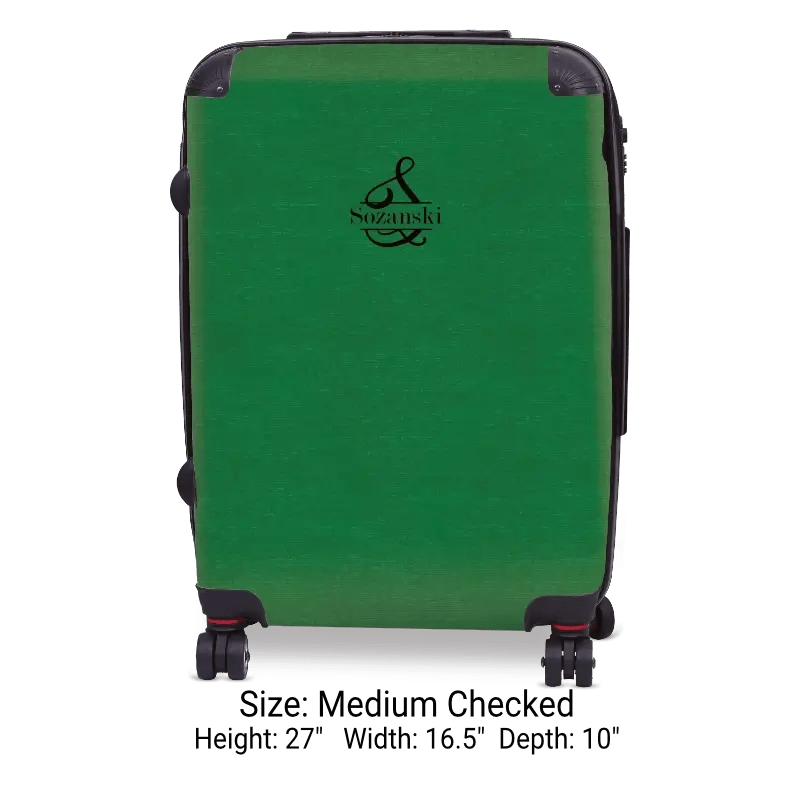 Green Linen Monogram Luggage - Singular Luggage
