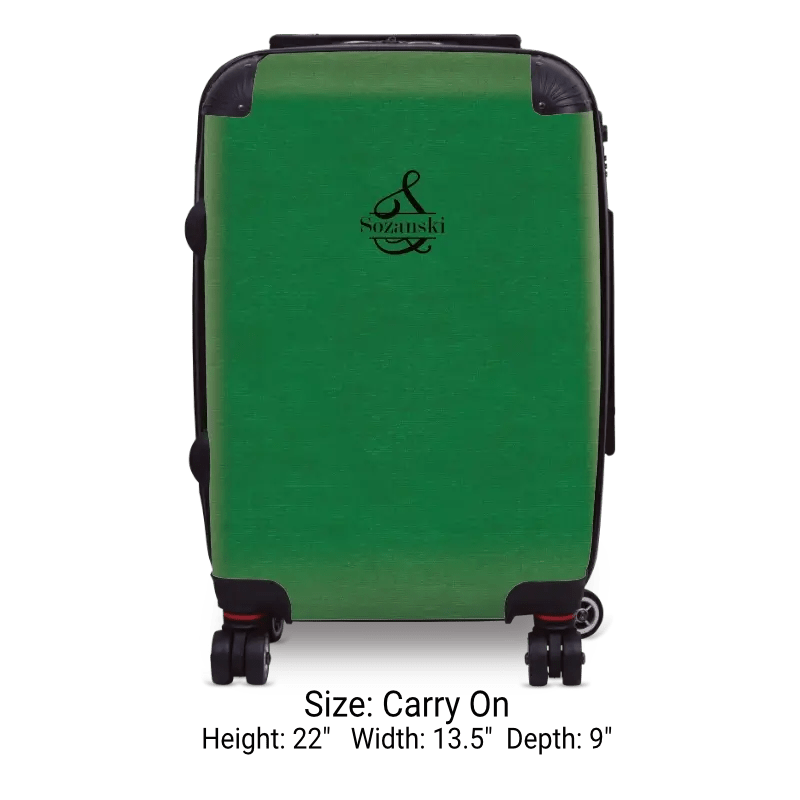 Green Linen Monogram Luggage - Singular Luggage