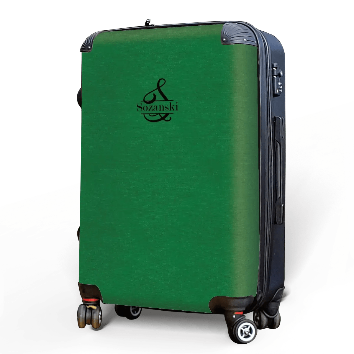 Green Linen Monogram Luggage - Singular Luggage