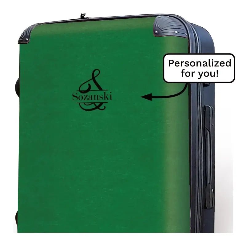 Green Linen Monogram Luggage - Singular Luggage