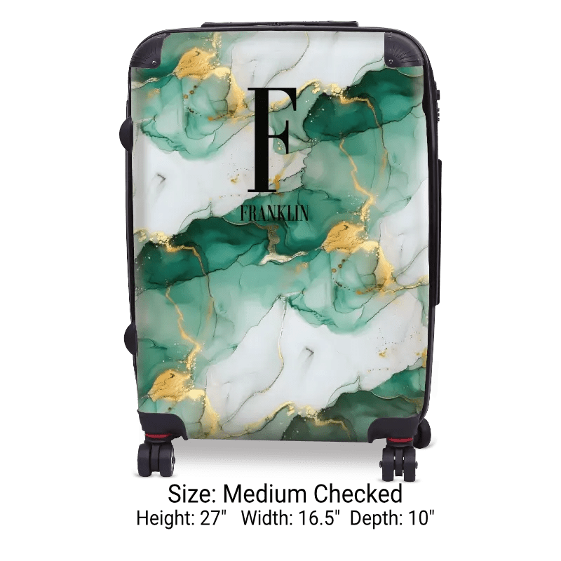 Green Marble Monogram Luggage - Singular Luggage