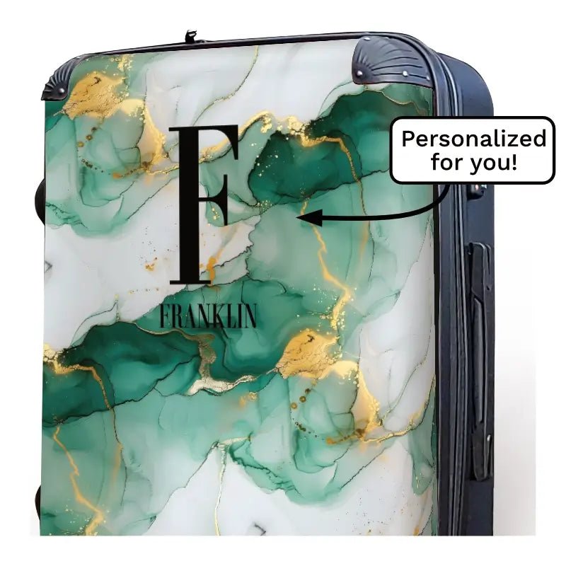 Green Marble Monogram Luggage - Singular Luggage