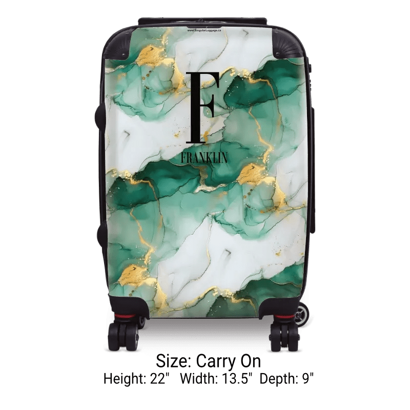 Green Marble Monogram Luggage - Singular Luggage