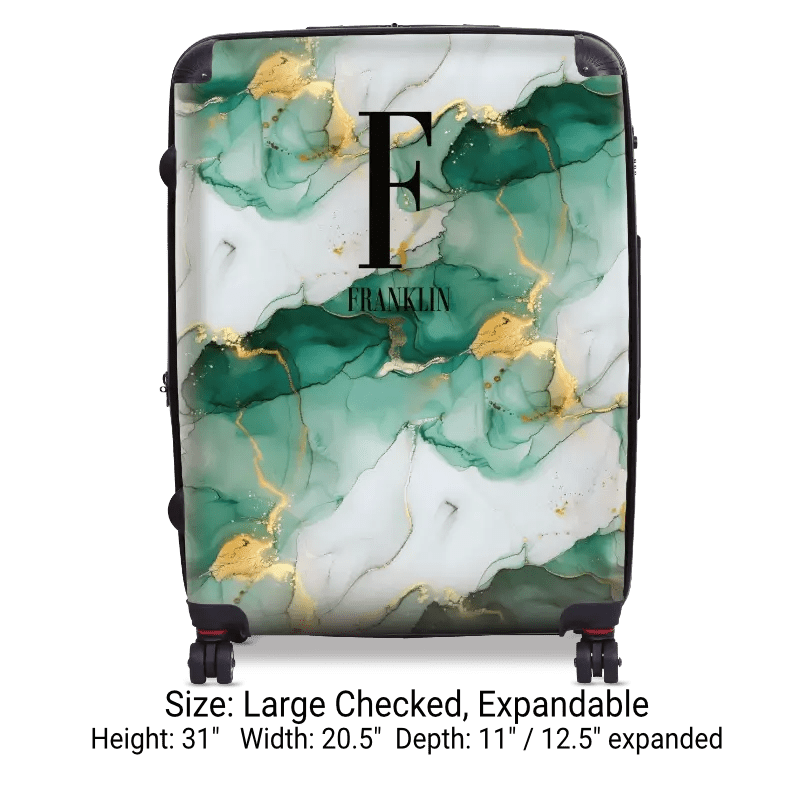 Green Marble Monogram Luggage - Singular Luggage