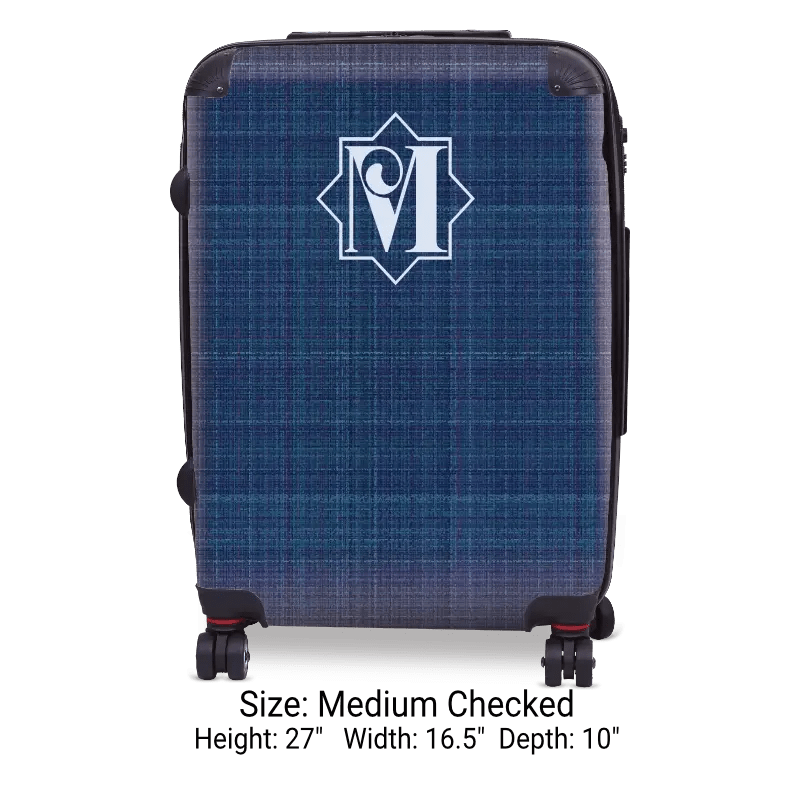 Navy Linen Monogram Luggage - Singular Luggage