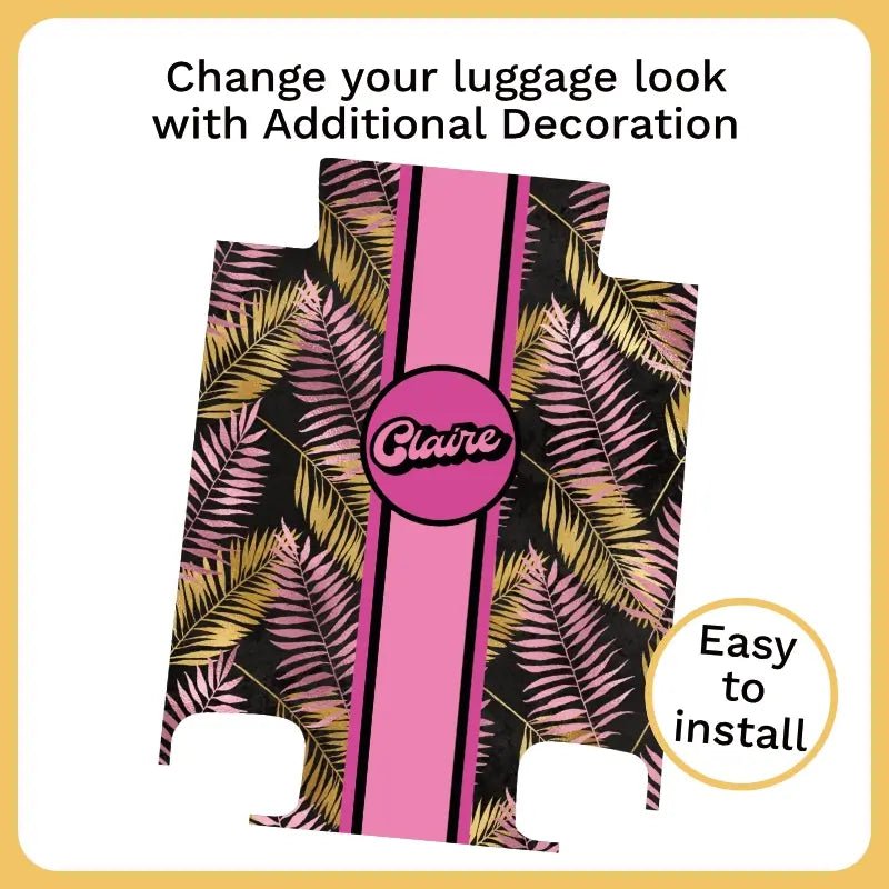 Palm Fronds on Black Name Luggage - Singular Luggage
