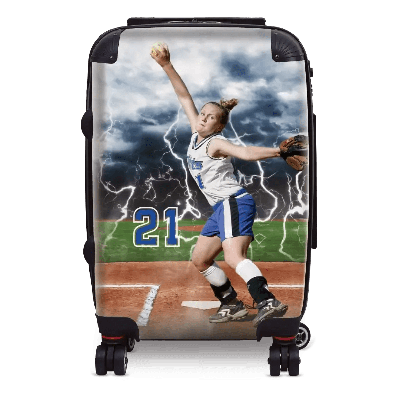 Personalized Baseball Lightning Luggage - Singular Luggage