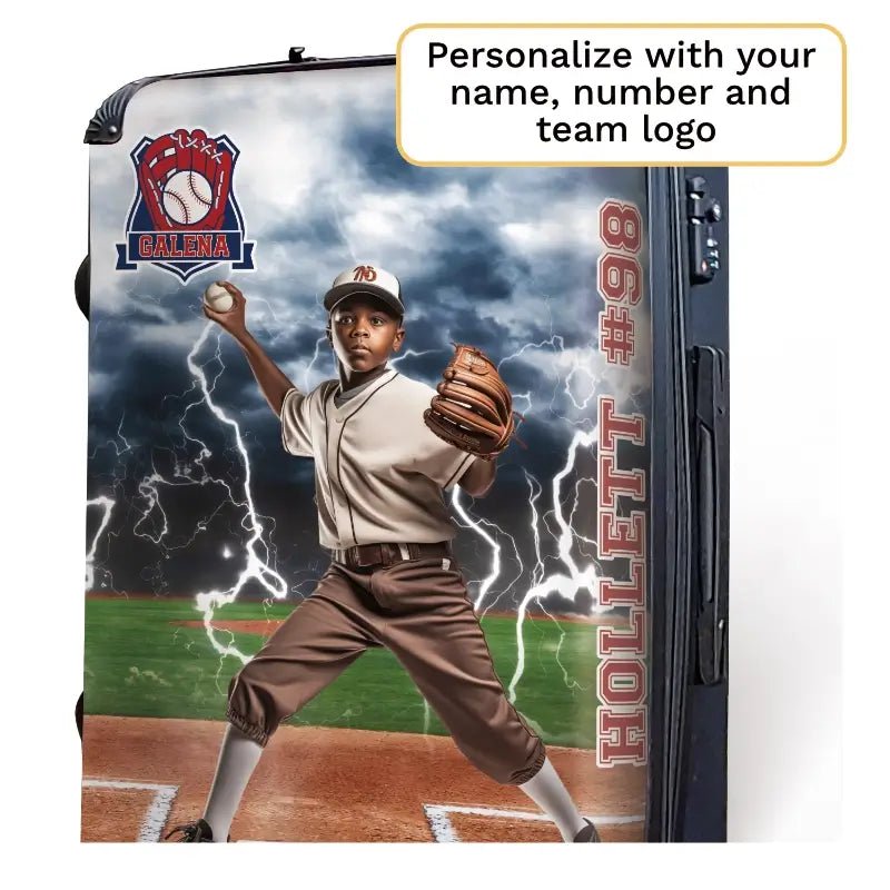 Personalized Baseball Lightning Luggage - Singular Luggage