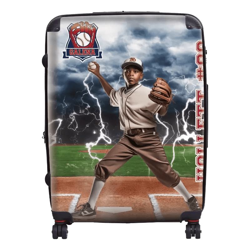 Personalized Baseball Lightning Luggage - Singular Luggage