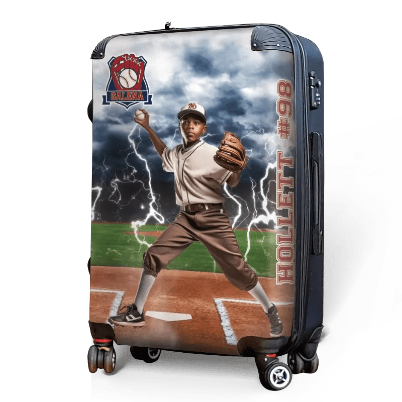 Personalized Baseball Lightning Luggage - Singular Luggage