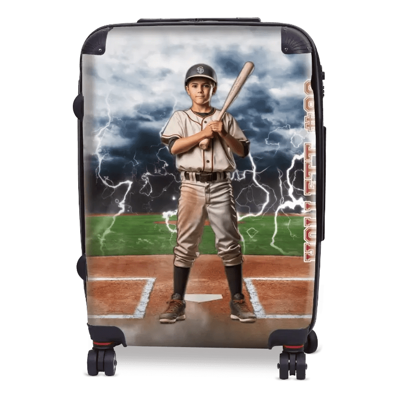 Personalized Baseball Lightning Luggage - Singular Luggage