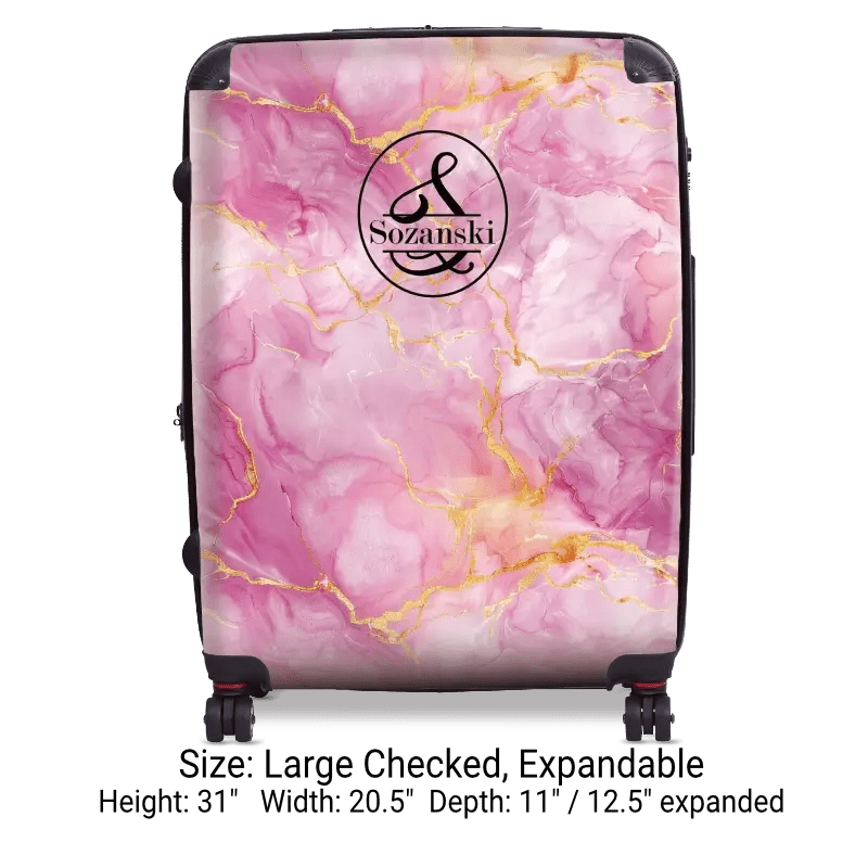 Pink Marble Monogram Luggage - Singular Luggage