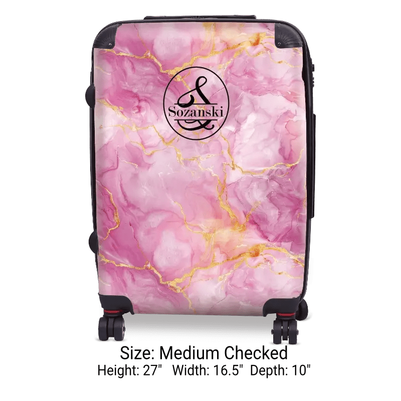 Pink Marble Monogram Luggage - Singular Luggage