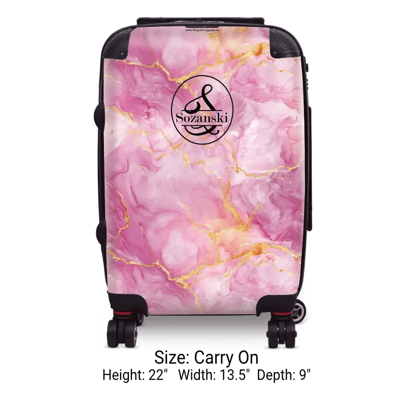 Pink Marble Monogram Luggage - Singular Luggage