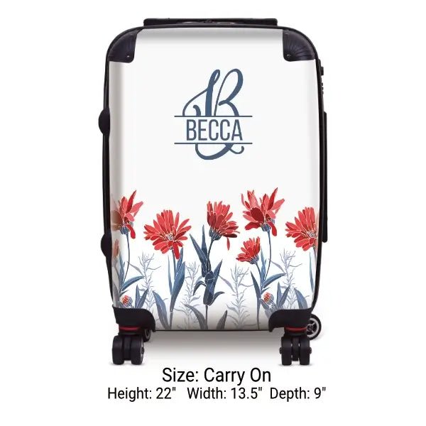Red Flowers Monogram - Singular Luggage