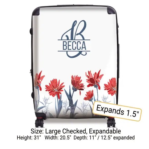 Red Flowers Monogram - Singular Luggage