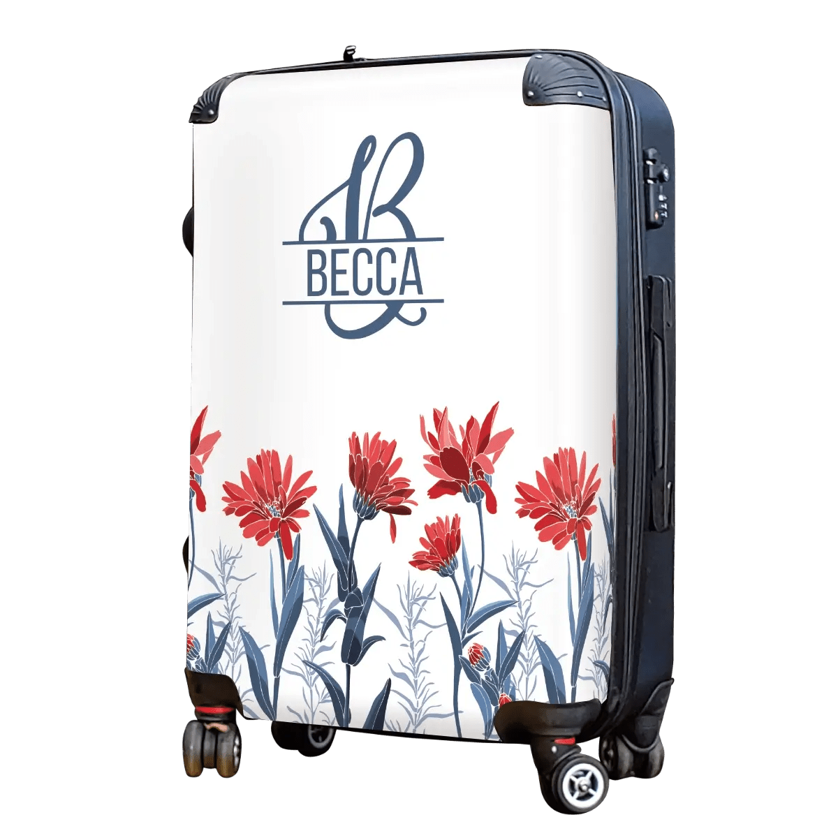 Red Flowers Monogram - Singular Luggage